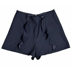 Intermix Womens Black Ruffled High-Waisted Shorts Sleek Oldmoney Preppy Wear